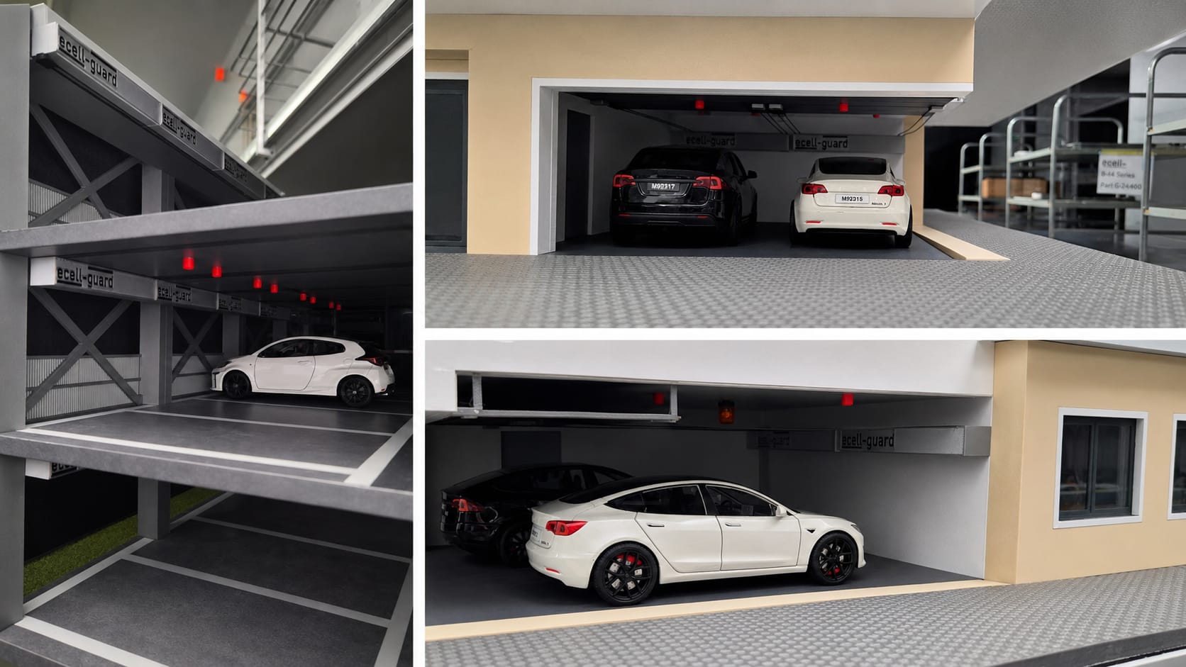 Maquette ecell-guard, parking couvert multiniveaux