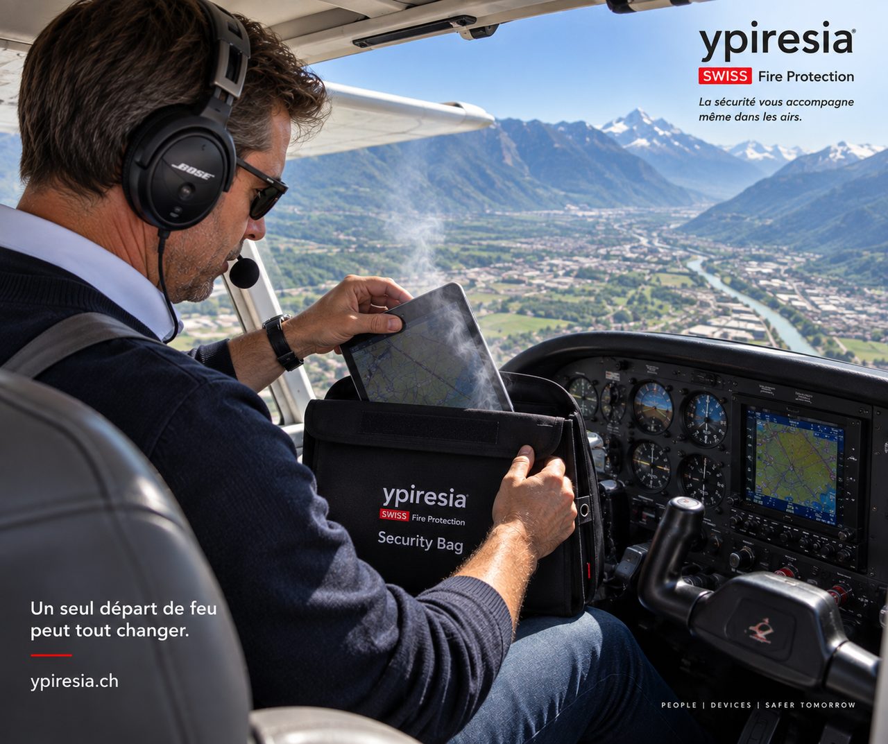 Aircraft : Security Bag Ypiresia, sécurité lithium battery in transit