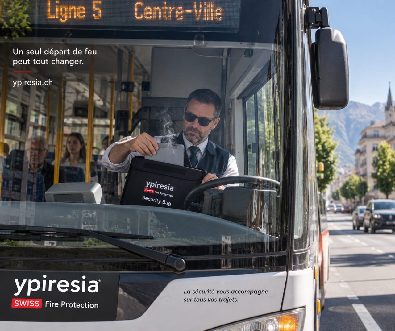 Bus : Security Bag Ypiresia, sécurité lithium battery in transit