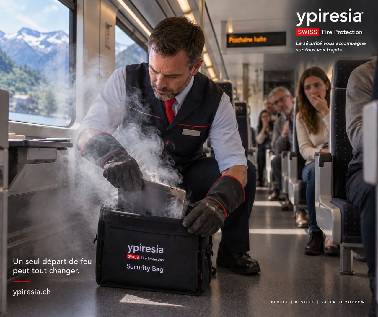 Train : Security Bag Ypiresia, sécurité lithium battery in transit